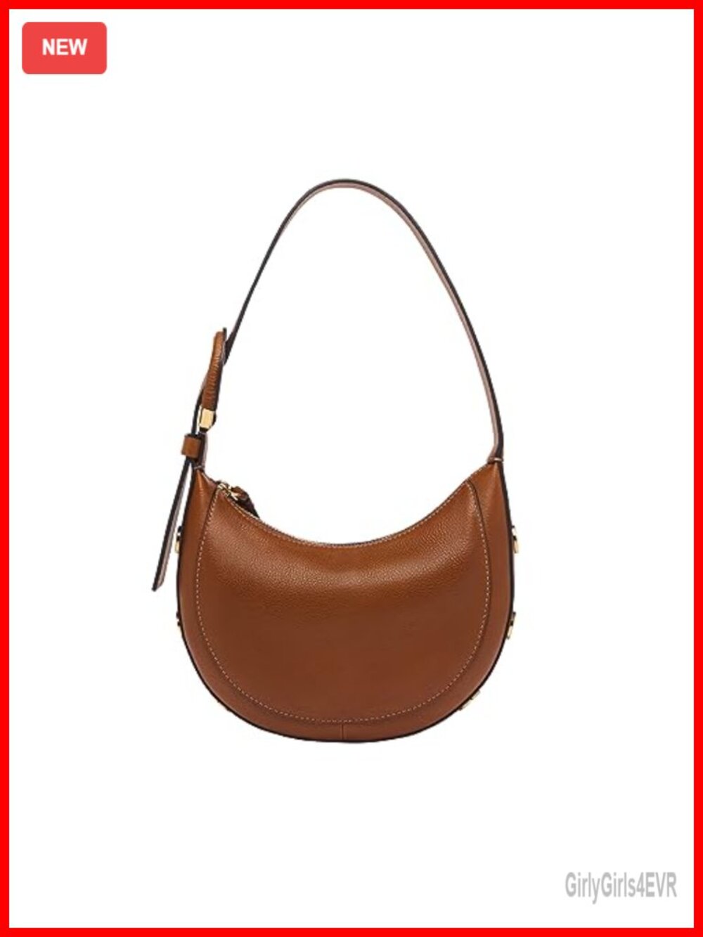 LiteHide Leather Hobo Crossbody Bag Adjustable Strap Saddle Stitching